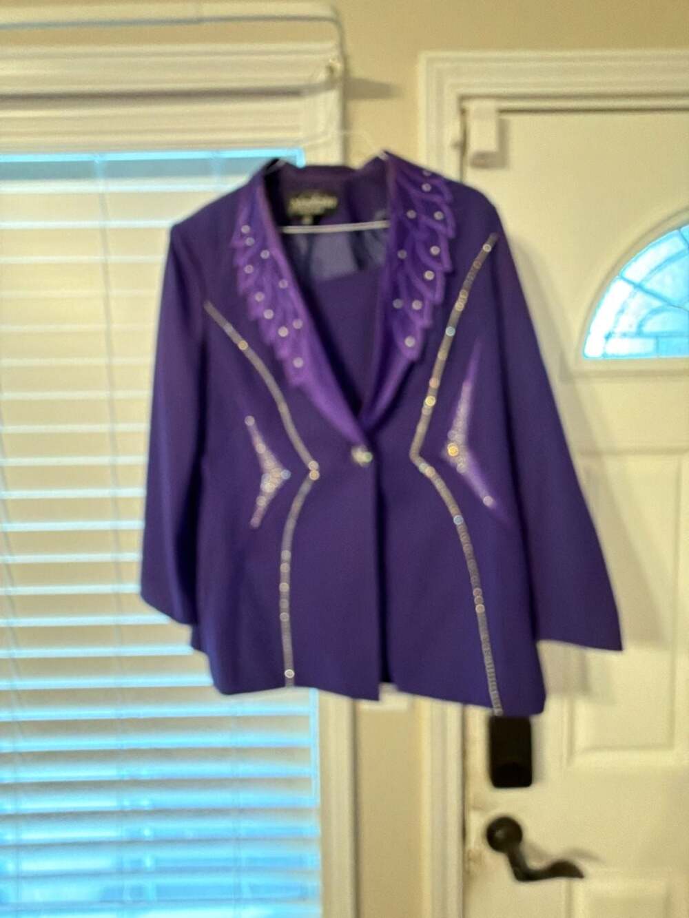 Moshita Couture Vintage Purple Rhinestone Embellished Blazer Jacket Size 18